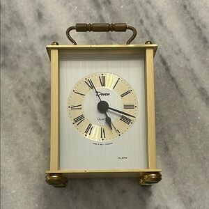 Vintage Devon Quartz Brass Mantle Carriage Clock Tested West Germany